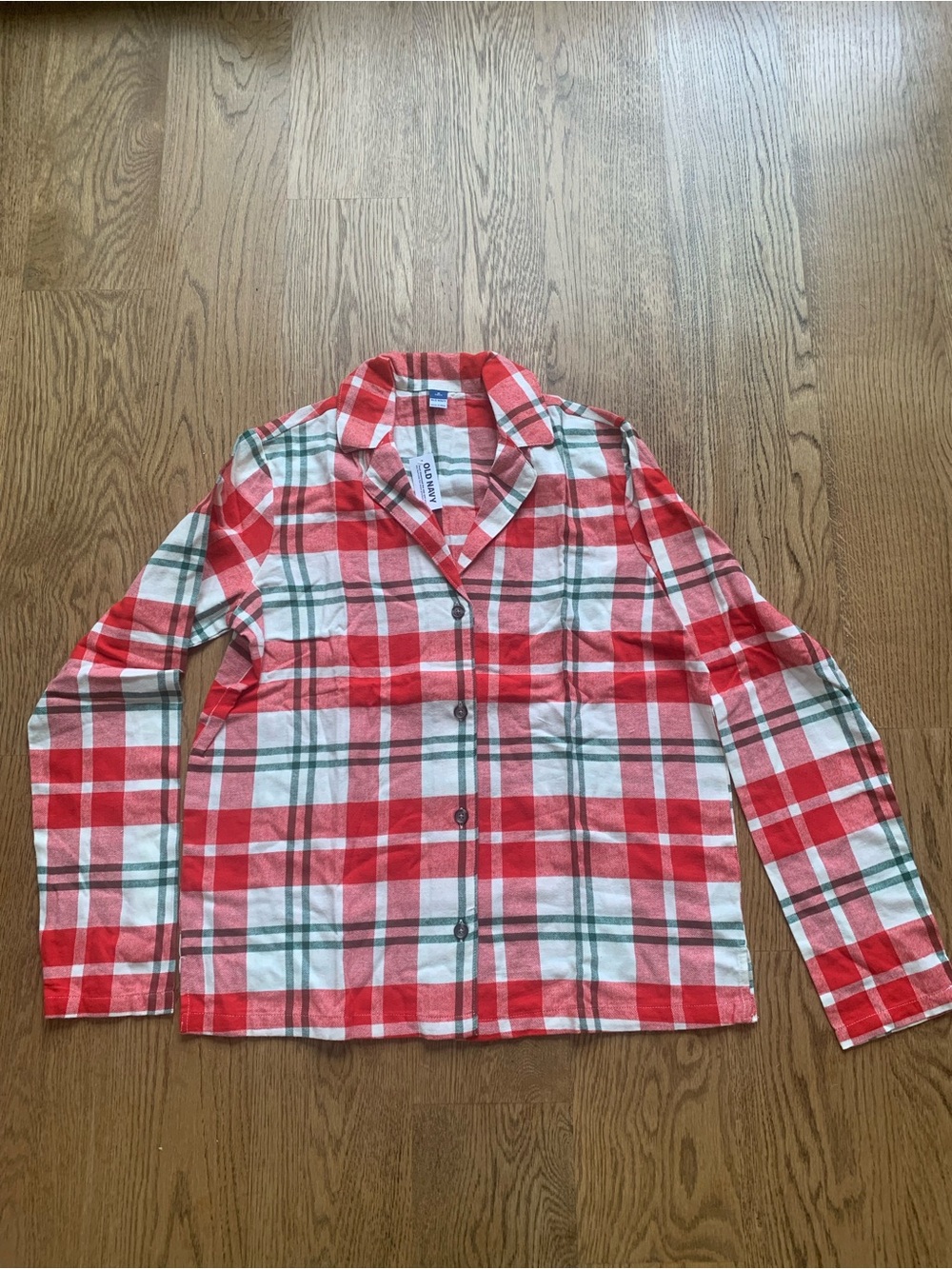 Old Navy Red, Green and White Plaid Sleep Shirt
